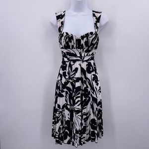 Speechless Dress Sz S Juniors Black White Sleeveless Pleated Skirt Tie Back NWT